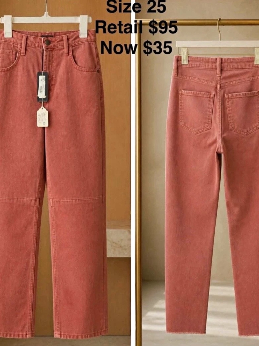 Women’s Rust Solid Straight Leg 5-Pocket Denim Jeans, Regular